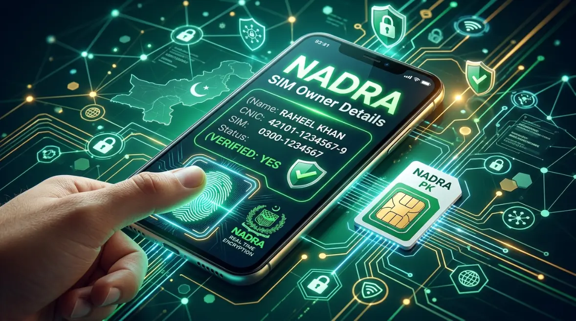 Digital illustration for NADRA SIM Owner Details and mobile identity verification