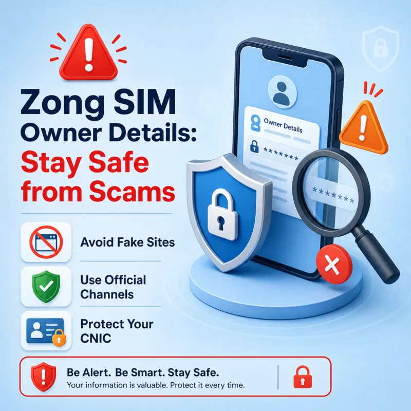 Safety warning image for Zong SIM Owner Details fraud prevention.