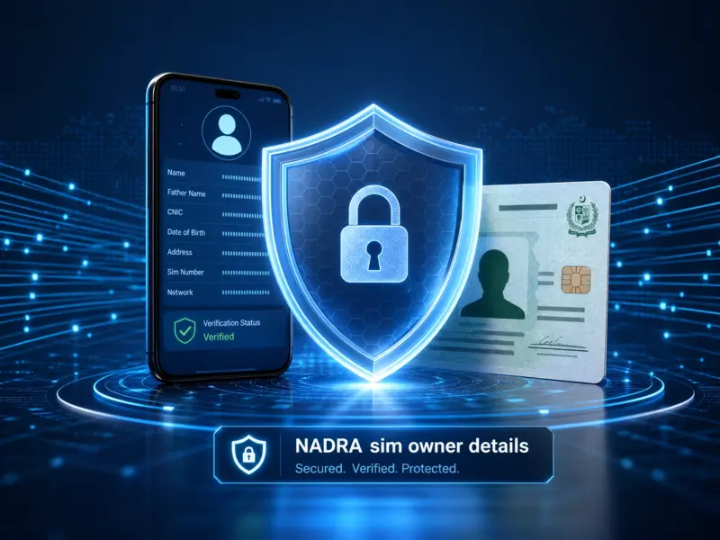 Conceptual image of a digital shield protecting personal data related to NADRA sim owner details.