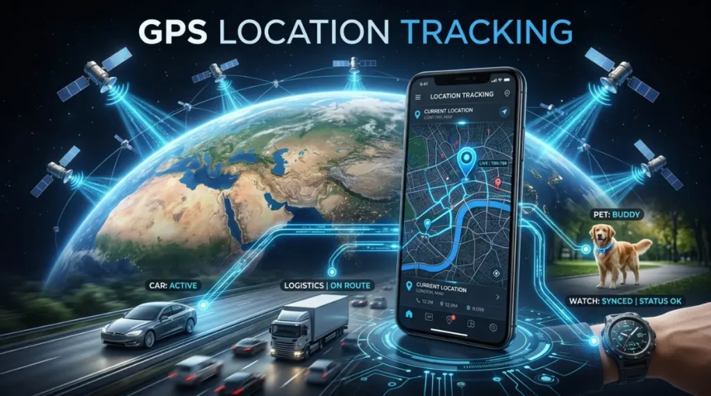 GPS location tracking system for fleet management with live vehicle monitoring and route optimization dashboard